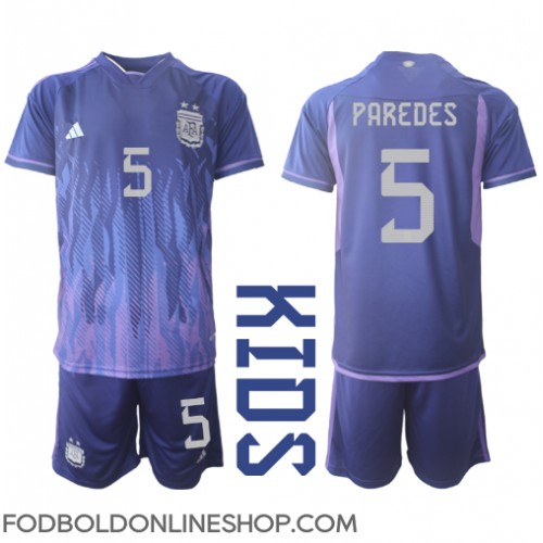 Argentina Leandro Paredes #5 Udebane Trøje Børn VM 2022 Kortærmet (+ Korte bukser)